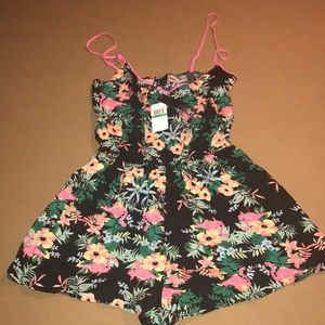 Ultra Flirt Tropical Print Spaghetti Strap Romper